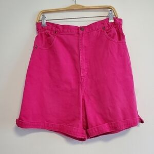 Vintage 80s Separate Scene Pink Denim High Waist Shorts size 32/14